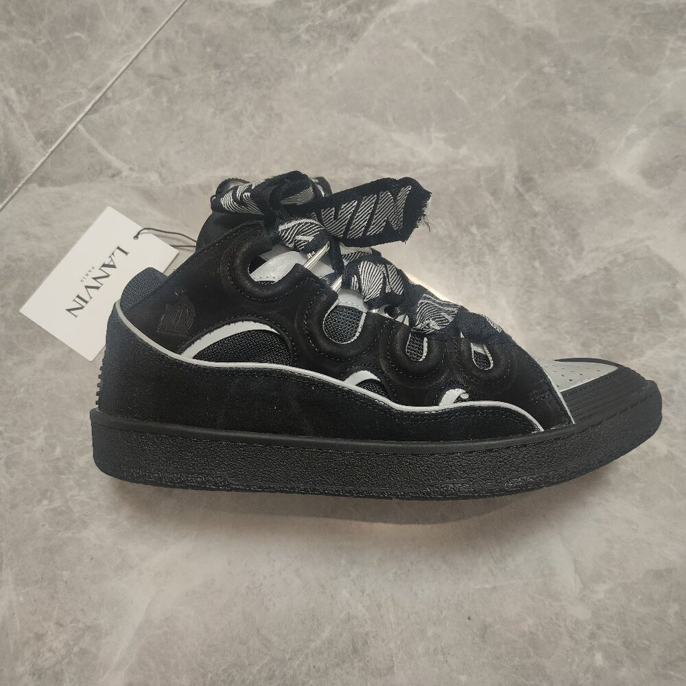 Lanvin Leather Curb Sneaker Black Men's 11.5